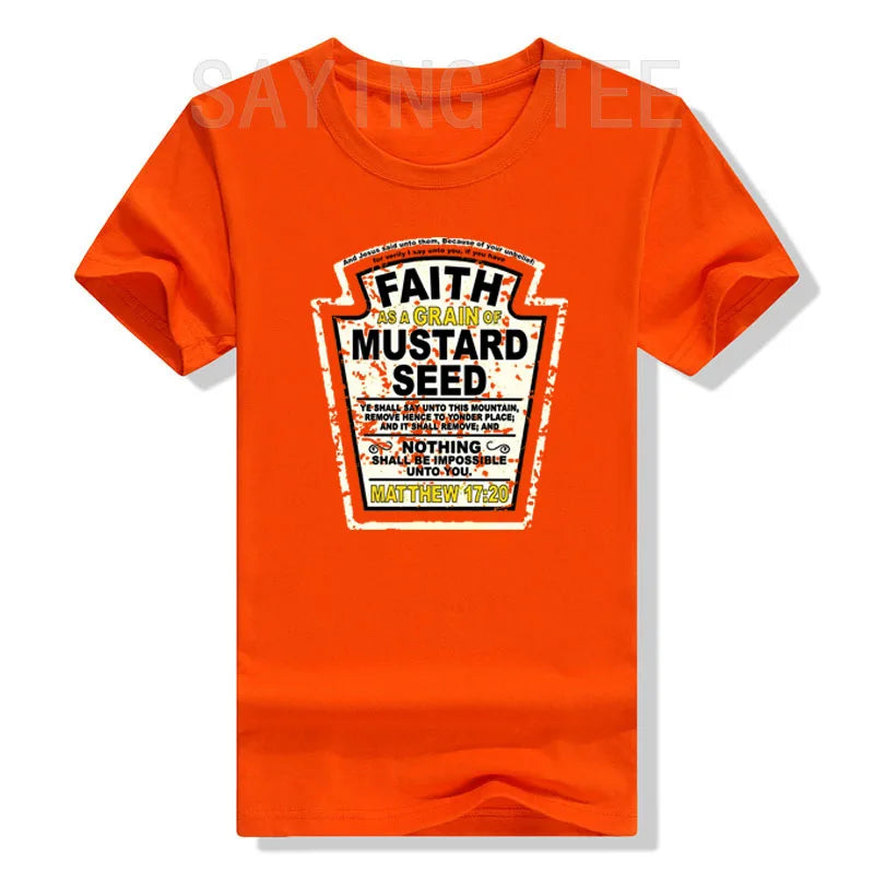 Faith As A Grain of Mustard Seed Women's and Men's Christian Parody T-Shirt Tops Funny Aesthetic Clothes Short Sleeve Blouses