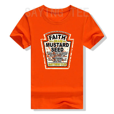 Faith As A Grain of Mustard Seed Women's and Men's Christian Parody T-Shirt Tops Funny Aesthetic Clothes Short Sleeve Blouses