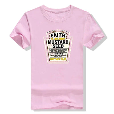 Faith As A Grain of Mustard Seed Women's and Men's Christian Parody T-Shirt Tops Funny Aesthetic Clothes Short Sleeve Blouses