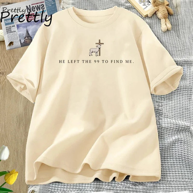 He Left The 99 T Shirt Christian T-Shirts Men Women Bible Verse Tshirt Religious Short Sleeve Tee Shirt Men's Clothing Tops