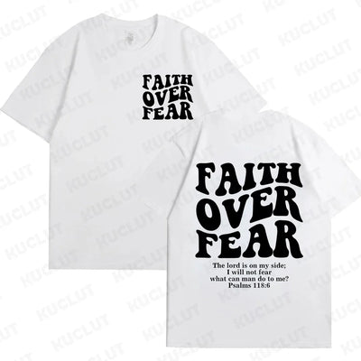 Faith Over Fear Christian Women T-shirts Christian Clothes Jesus Fashion Trendy T-shirts Bible Verse Sportwear Aesthetic Clothes