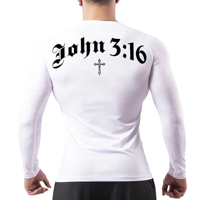 Bible Cross Print Compression Shirt for Men Christian Gym Workout Running T-Shirt Tees Athletic Quick Dry Undershirts Baselayers