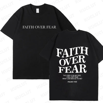 Faith Over Fear Christian Women T-shirts Christian Clothes Jesus Fashion Trendy T-shirts Bible Verse Sportwear Aesthetic Clothes