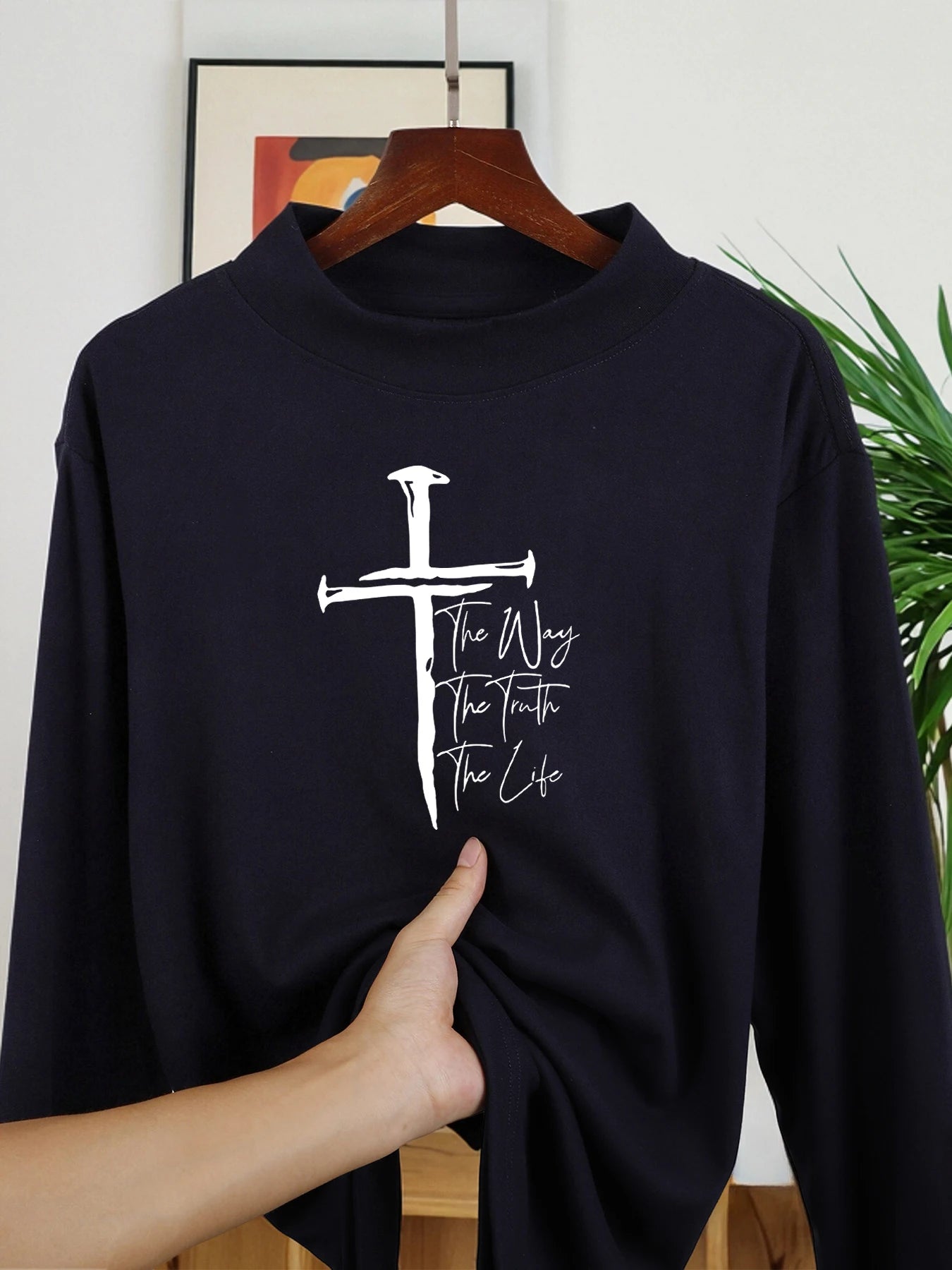 The Way The Truth The Life Prints Comfy Clothing Man Autumn Winter Long Sleeve Shirt Warm Stretch Base Layer Casual New Pullover