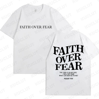 Faith Over Fear Christian Women T-shirts Christian Clothes Jesus Fashion Trendy T-shirts Bible Verse Sportwear Aesthetic Clothes
