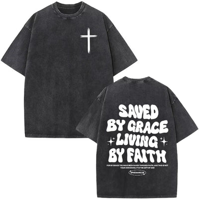 Christian Jesus Faith Over Fear Bible Verse Washed T-shirts Men Women Fashion Vintage Oversized T Shirts Harajuku T-shirt