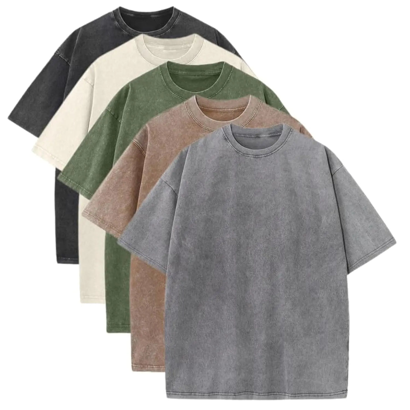 Unisex cotton crew t shirts, pack of heavyweight vintage tees in mixed colors for casual wear.