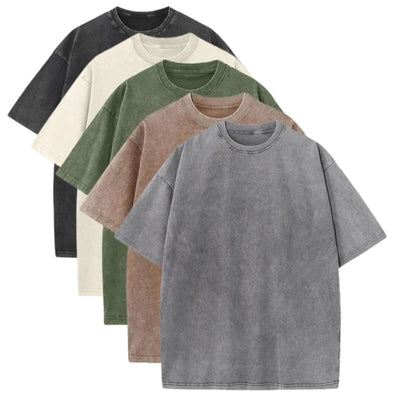 Unisex cotton crew t shirts, pack of heavyweight vintage tees in mixed colors for casual wear.