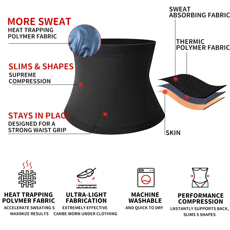 body shaper for weight loss featuring heat trapping polymer fabric for sweat absorption and superior compression.